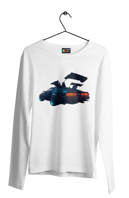 Чоловічий лонгслів з принтом "DeLorean назад у майбутнє". Автомобіль, делореан, з фільму. 2070702