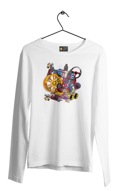 Men`s longsleeve with prints Carparts. Auto parts, car, carparts, drive, drug, machine, race. 2070702