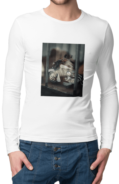 Чоловічий лонгслів з принтом "Мото". Байк, дорога, мото, сила, швидкість. 2070702