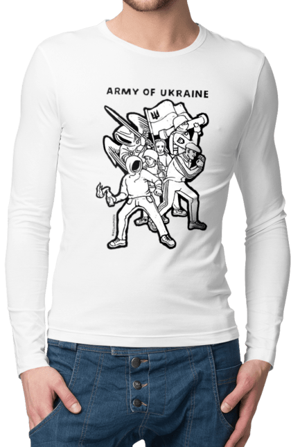 Чоловічій лонгслів з принтом "Army of Ukraine". Война, патриот, символіка, ссу, украина. Neivanmade
