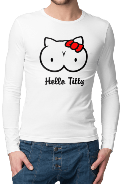 Чоловічий лонгслів з принтом "Hello Kitty". Hello, hello kitty, kitty, дорослі, краса. 2070702