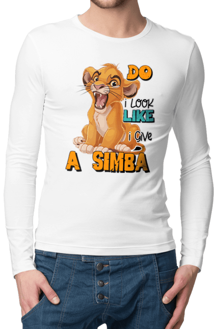 Men's longsleeve with prints The Lion King Simba. Animal, cartoon, king, lion, lion king, simba. 2070702