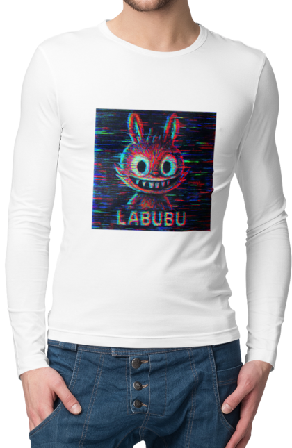 Чоловічий лонгслів з принтом "Лабубу". Crt, rgb, глітч, кіберпанк, лабубу, пікселі, ретро, спотворення, цифрове мистецтво, шум. 2070702
