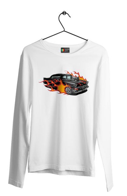 Чоловічий лонгслів з принтом "Машина Вогонь". Автомобіль, вогонь, машина. 2070702