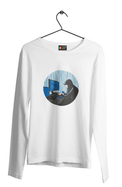 Чоловічий лонгслів з принтом "Хакер". Бінарний, гік, програміст, хакер. 2070702