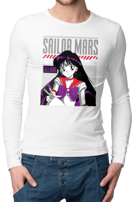 Чоловічій лонгслів з принтом "Сейлор Мун Марс". Rei hino, sailor moon, аніме, драма, махо седьо, рей хіно, сейлор марс, сейлор мун, серіал. 2070702