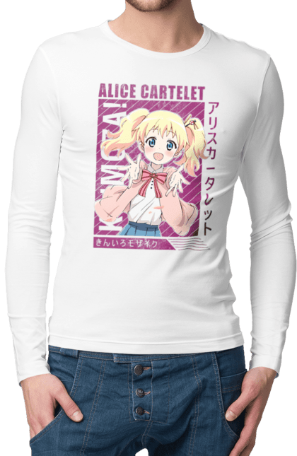 Men's longsleeve with prints Kiniro Mosaic Alice Cartelet. Alice, alice cartelet, anime, gold mosaic, kiniro mosaic, kinmoza, manga. 2070702