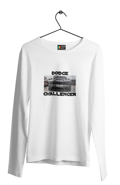 Чоловічий лонгслів з принтом "Додж челенджер". Автомобіль, американська легенда, додж челенджер, культове авто, масл кар, потужний автомобіль. 2070702