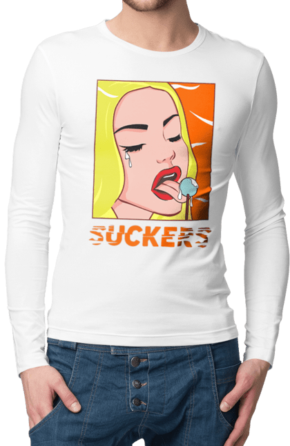 Чоловічий лонгслів з принтом "Чупа чупс". Гумор, мем, прикольна, сакерс, смішна, чупа чупс. 2070702