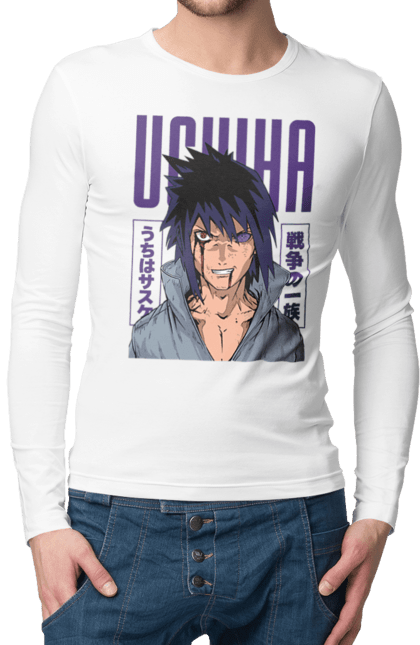 Men's longsleeve with prints Naruto Sasuke Uchiha. Anime, manga, naruto, sasuke, sasuke uchiha, team 7, team number 7, uchiha. 2070702