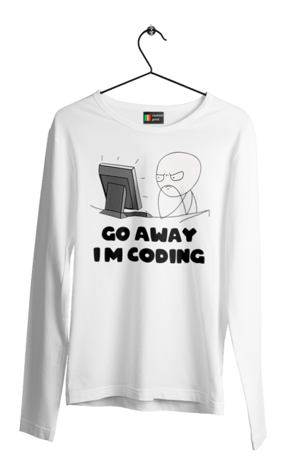 Чоловічий лонгслів з принтом "Іди Я кодую". Айті, айтішник, для айтішника, для програміста, йди я кодую, майстер коду, подарунок айтішнику, подарунок програмісту, програміст, розробник. 2070702