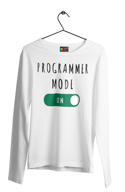 Чоловічий лонгслів з принтом "Режим програміста". Айті, айтішник, для айтішника, для програміста, подарунок айтішнику, подарунок програмісту, програміст, режим програміста, розробник. 2070702