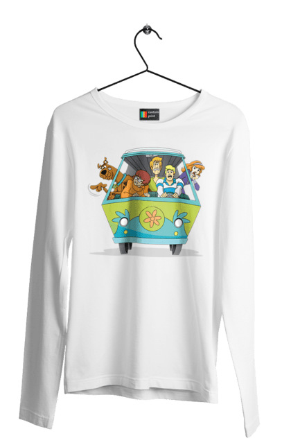 Чоловічий лонгслів з принтом "Скубі Ду, Машина". Авто, мультик, скубі ду, собака. 2070702