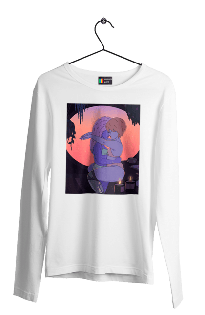 Чоловічий лонгслів з принтом "Фіолетові Дівчата Обіймаються". Захід, обійми. 2070702