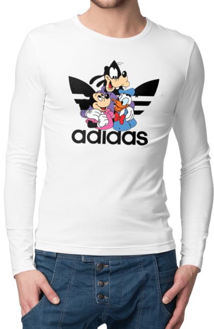 Чоловічій лонгслів з принтом "Adidas Міккі Маус". Adidas, mickey mouse, адідас, дісней, міккі, міккі маус, мультфільм. 2070702