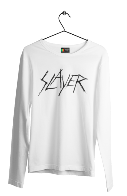 Чоловічій лонгслів з принтом "Slayer". Slayer, грув метал, група, метал група, музика, ню метал, спід метал, треш метал, череп. 2070702