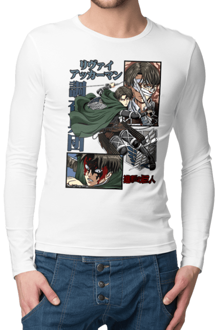 Men's longsleeve with prints Attack on Titan Levi. Ackerman, anime, attack on titan, levi, manga, shingeki no kyojin, survey corps. 2070702