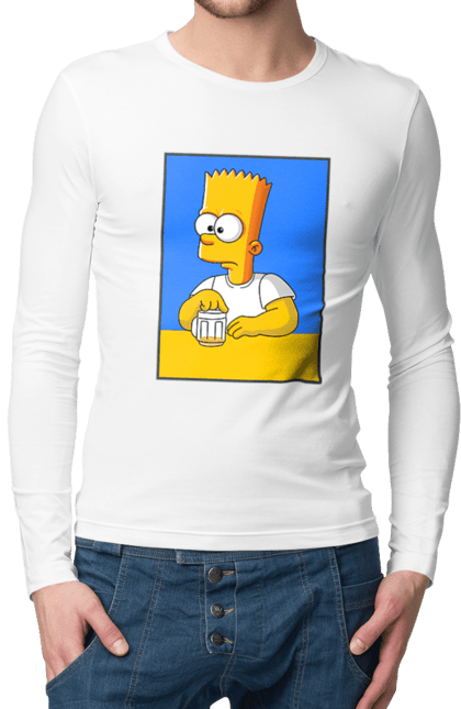 Чоловічий лонгслів з принтом "Барт любитель пива". Барт, барт сімпсон, мультперсонажі, мультфільми, сімпсони, український прапор. 2070702
