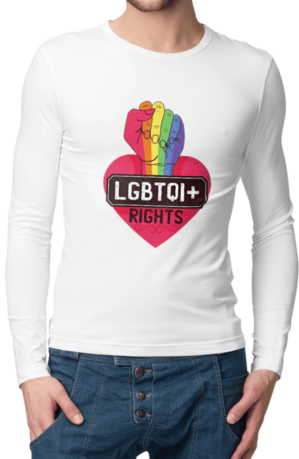Чоловічій лонгслів з принтом "Права ЛГБТ спільноти". Веселка, лгбт, права. futbolka.stylus.ua