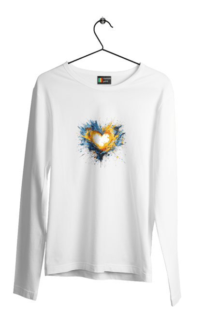 Men`s longsleeve with prints Patriot heart. Heart, patriotic, ukraine, ukrainian, ukrainian flag. 2070702