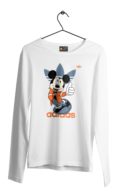 Чоловічій лонгслів з принтом "Adidas Міккі Маус". Adidas, mickey mouse, адідас, дісней, міккі, міккі маус, мультфільм. 2070702