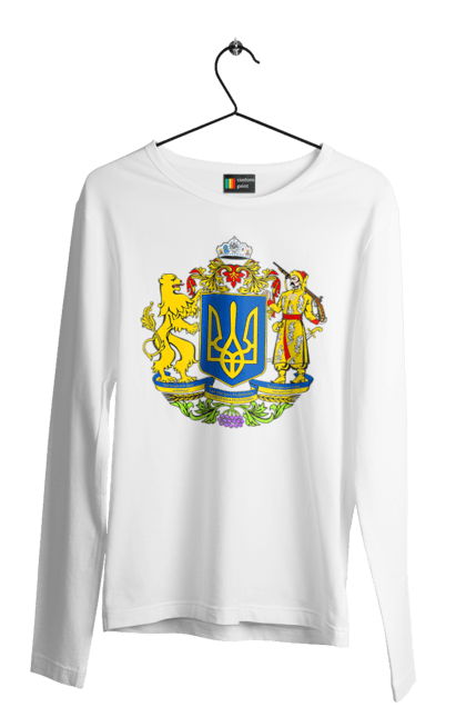 Men`s longsleeve with prints Emblem of Ukraine. Cossack, emblem, emblem of ukraine, lion, lion and cossack, ukraine. 2070702