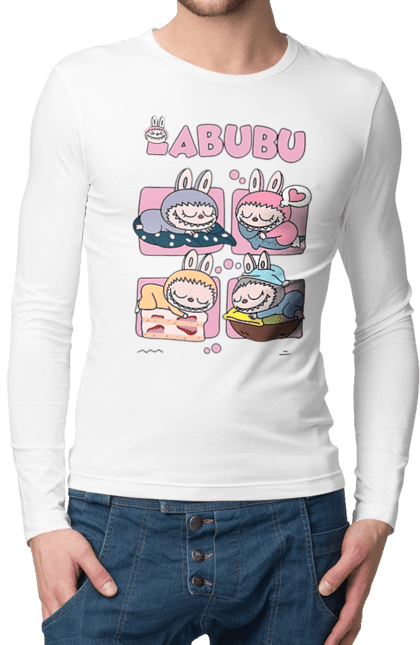 Чоловічий лонгслів з принтом "Сон Labubu". Labubu, weird cute, іграшки, лабубу. 2070702