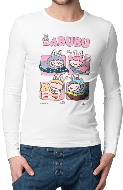 Чоловічий лонгслів з принтом "Сон Labubu". Labubu, weird cute, іграшки, лабубу. 2070702