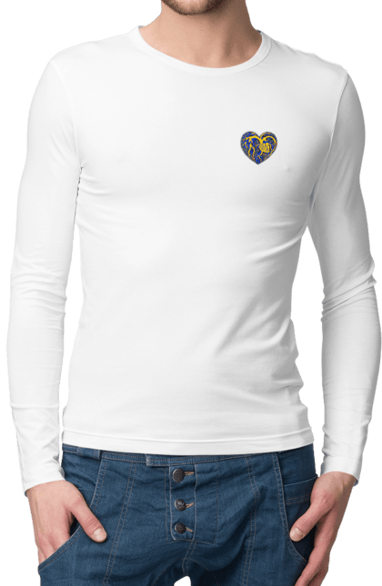 Men`s longsleeve with prints Hearts of the unbreakable. Dark blue, heart, symbolics, ukraine, unbreakable. 2070702