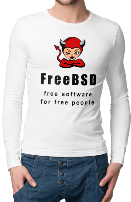 Чоловічий лонгслів з принтом "Freebsd Для Вільних". Bsd, freebsd, unix, адміністратор, айті, айтішник, безкоштовна, безкоштовно, бестія, вільна, демон, демонесса, доступність, незалежність, операційна система, ос, програміст, програмне забезпечення, свобода, сисадмін, система, системний адміністратор, софт, текст, червоний, чорний. 2070702