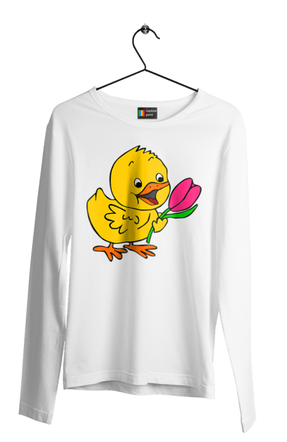 Чоловічий лонгслів з принтом "Курча З Тюльпаном". Курча, тюльпан. 2070702