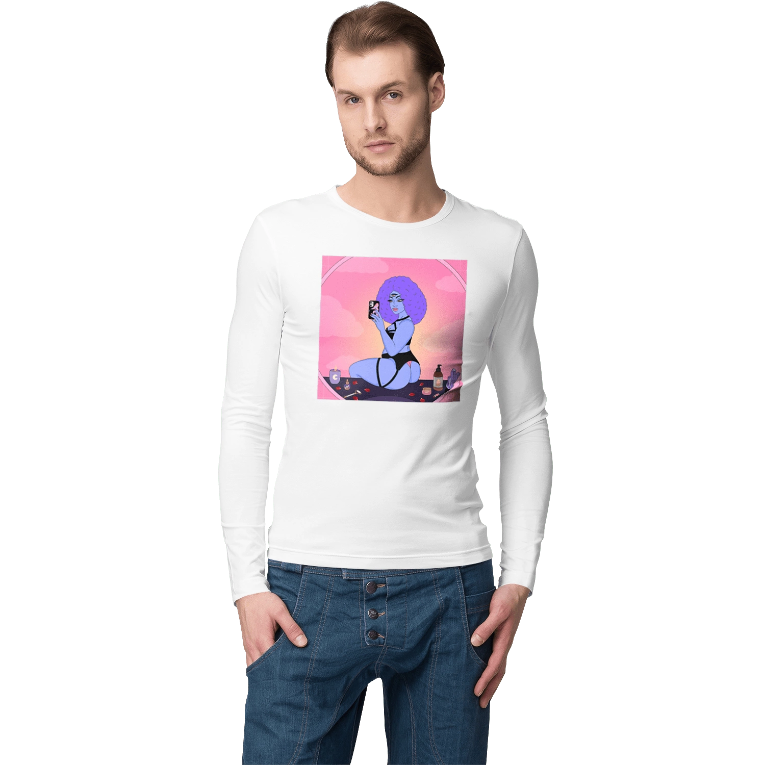 Purple Girl Photo In The Mirror