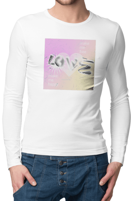 Чоловічій лонгслів з принтом "Love". Print, любов, серце, слова. CustomPrint.market