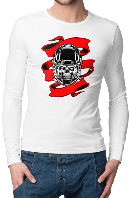 Skull in a motorcycle helmet