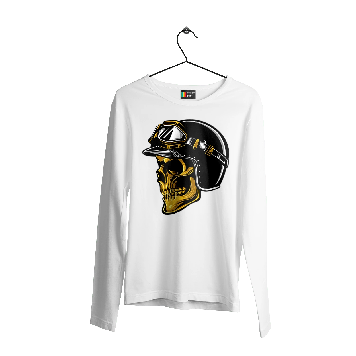 Skull in a motorcycle helmet