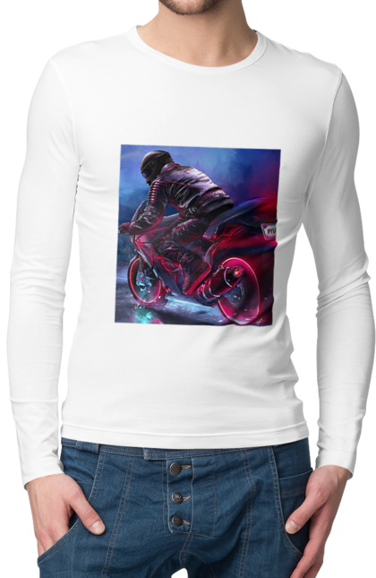 Чоловічий лонгслів з принтом "Мотоцикл". Motolove, мотолов, мотоцикл, опві, україна. 2070702