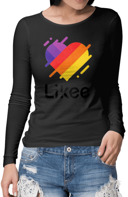 Жіночий лонгслів з принтом "Likee". Likee, лайки, серце, соціальна мережа. CustomPrint.market