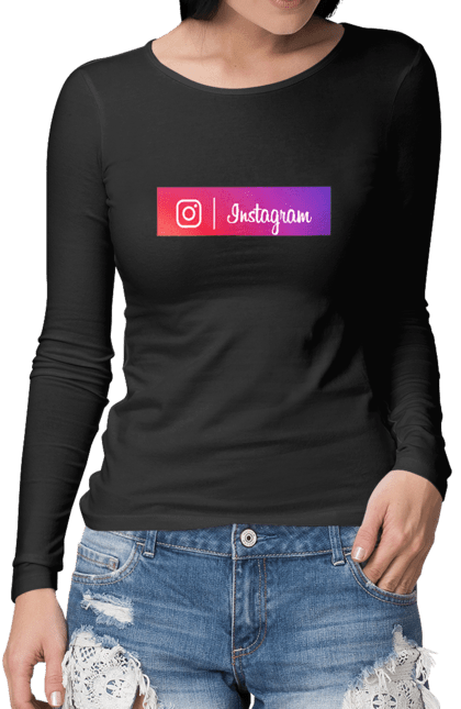 Жіночий лонгслів з принтом "Інстаграм". Instagram, instagram logo, instagram логотип, инстаграм, инстаграм логотип, инстаграмм, інстаграм, соц сети. futbolka.stylus.ua