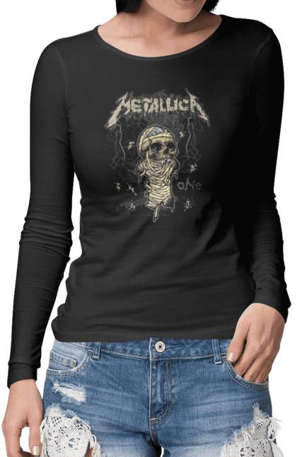 Жіночий лонгслів з принтом "Metallica". Metallica, металлика, музика, рок-гурт, спід метал, хард рок, хеві метал. CustomPrint.market