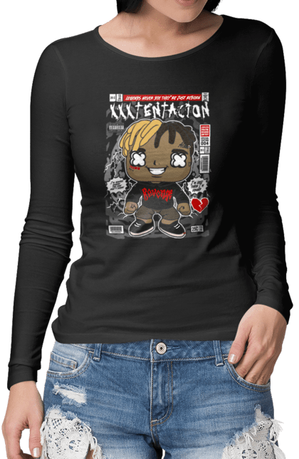 Жіночий лонгслів з принтом "XXXTENTACION". Xxxtentacion, емо реп, помста, поодинці, реп, ххх. Funkotee