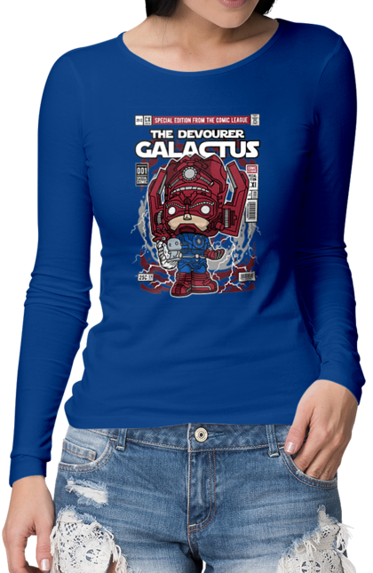 Жіночий лонгслів з принтом "Galactus". Галактус, дивуватися, комікси, простір. Funkotee