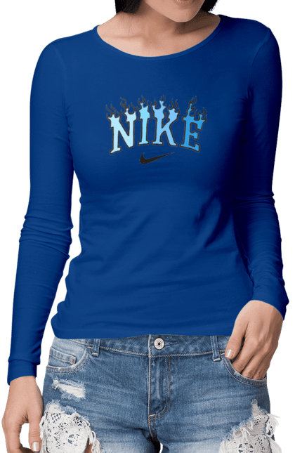 Жіночий лонгслів з принтом "Nike". Nike, логотип, надпись, найк. CustomPrint.market