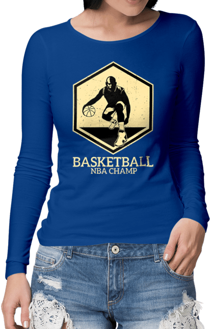 Жіночий лонгслів з принтом "Чемпіон НБА". Баскетбол, джордан, майкл джордан, нба, чепіон нба. aslan