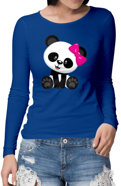 Жіночий лонгслів з принтом "Панда". Panda, медведь, мишка, панда. futbolka.stylus.ua