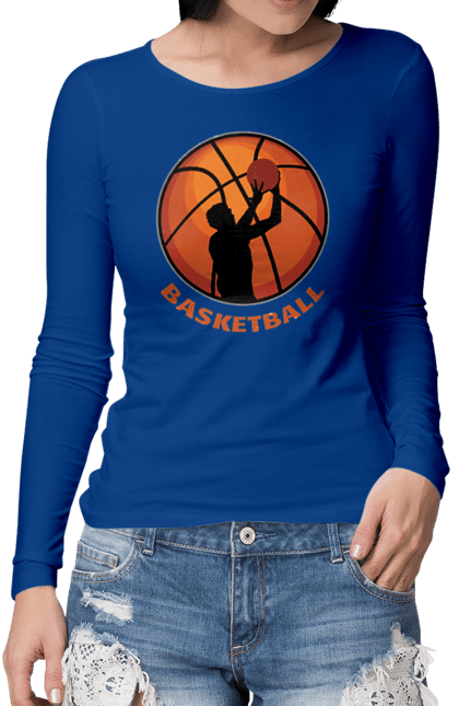 Жіночий лонгслів з принтом "Гра Баскетбол". Баскетбол, баскетболіст, гра баскетбо, фаворит. aslan