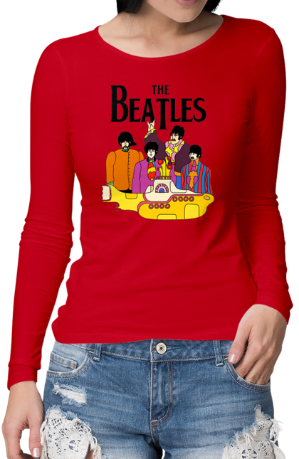 Жіночий лонгслів з принтом "Бітлз". Beatles, yellow submarine, бітлз, бітли, музика. futbolka.stylus.ua