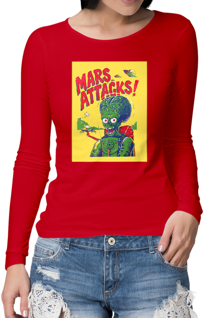 Жіночий лонгслів з принтом "Марс атакує". Film, гумор, інопланетяни, кінофантастика, комедія, комікс, марс атакує. futbolka.stylus.ua