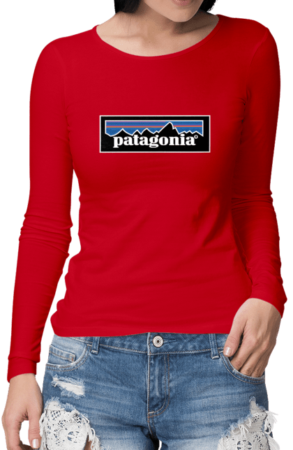 Жіночий лонгслів з принтом "Патагонія". Модна, патагонія, патагонія бренд, популярна. CustomPrint.market