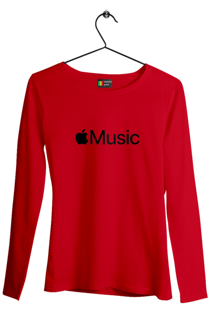 Жіночий лонгслів з принтом "APPLE MUSIC". Apple, apple music, music, айфон, яблуко. CustomPrint.market