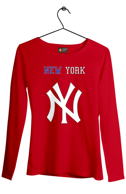 Жіночий лонгслів з принтом "Нью Йорк Янкіз". Бізбол, нью йорк, нью йорк янкіс, спорт, янкі, янкіс. CustomPrint.market